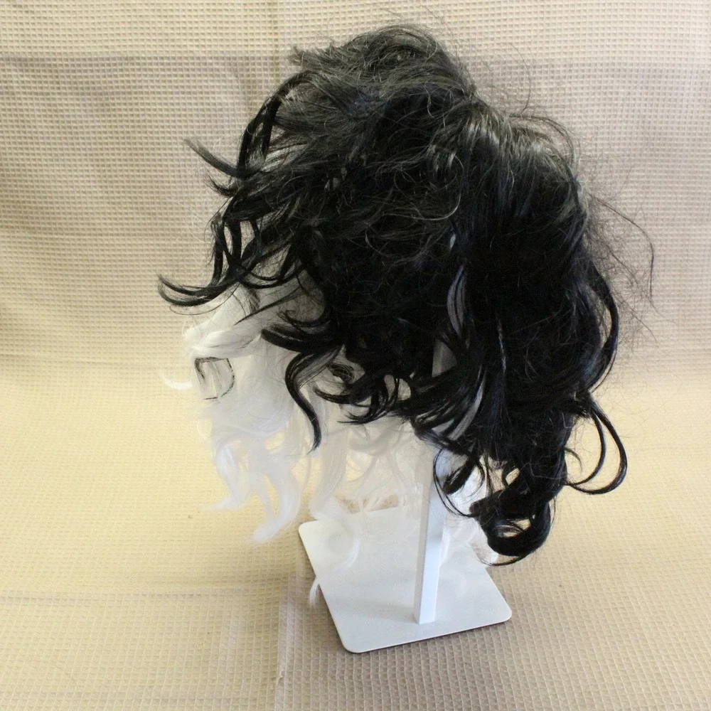 Cruella Costume Dress Wig Set Kids Size 10/12 Black White Dalmatian Goth Cosplay